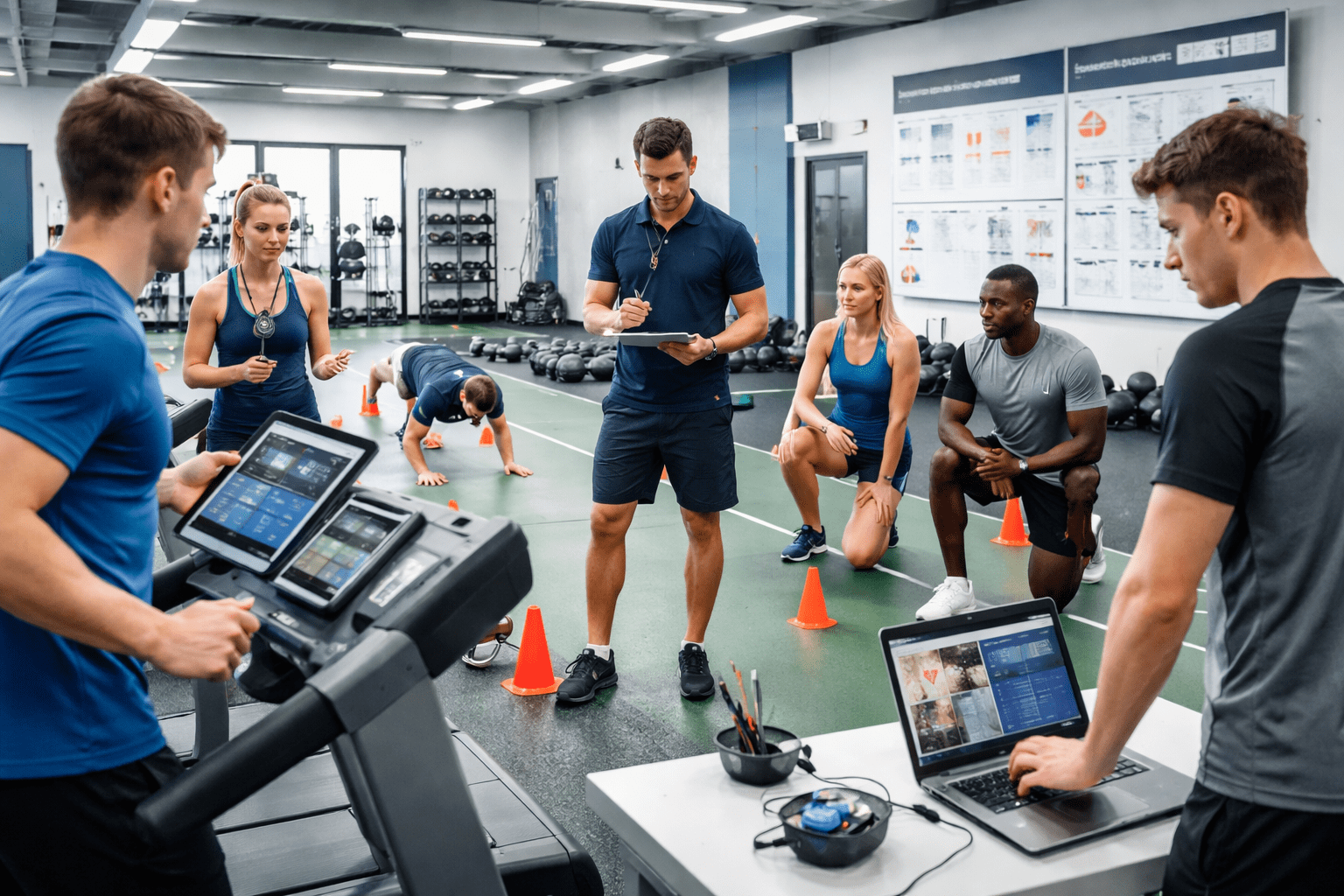 students training in btec sport level 3 course with coaching, fitness testing and sports performance practice