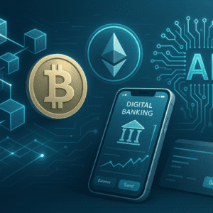 FinTech course showing blockchain, AI, and digital payment visuals for modern financial innovation.