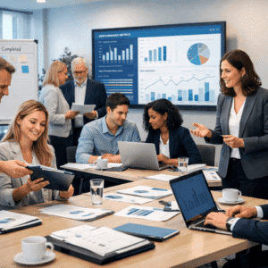 Delegation Training Diploma showing professionals assigning tasks and leading teams in a modern UK workplace