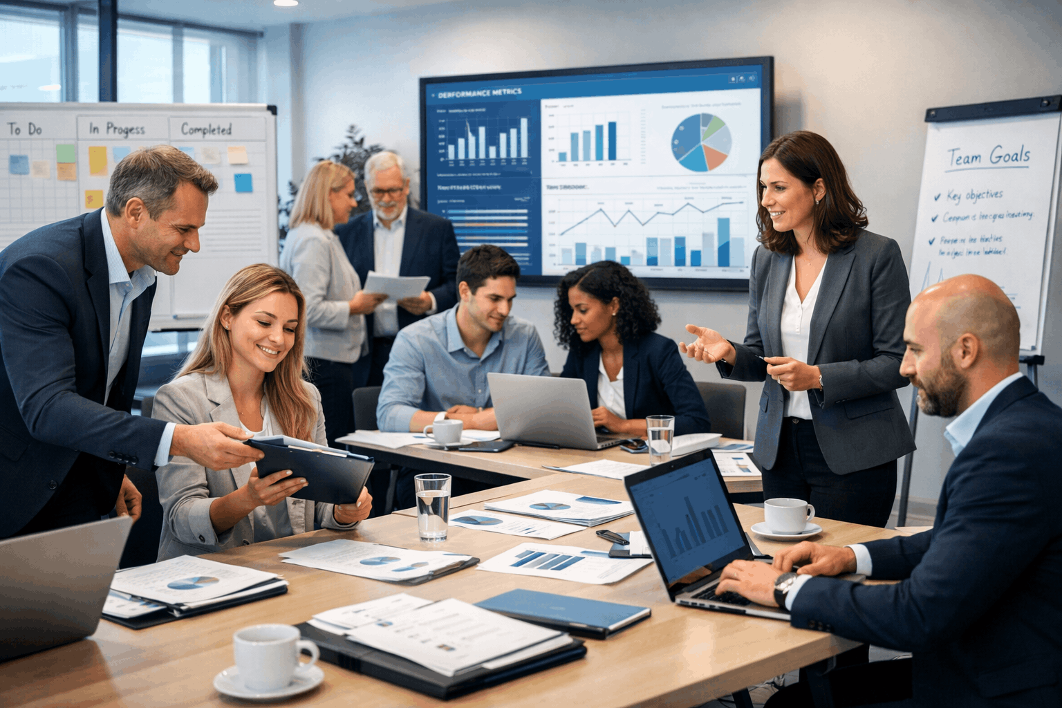 Delegation Training Diploma showing professionals assigning tasks and leading teams in a modern UK workplace