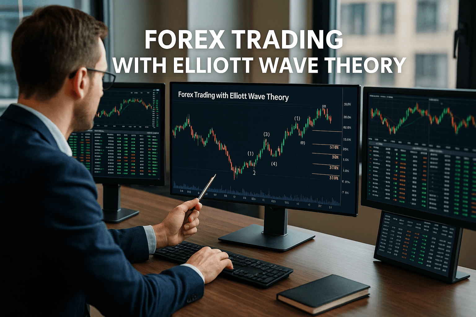 Forex Trading Elliott Wave Theory course showing chart analysis and forecasting setup