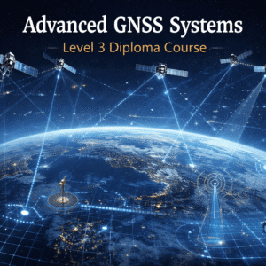 Advanced GNSS systems visual showing satellites, signal processing, and high-precision positioning technology