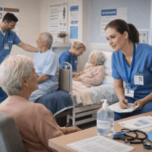 Healthcare workers completing Care Certificate Training in a professional care setting focused on safety, dignity, and support.