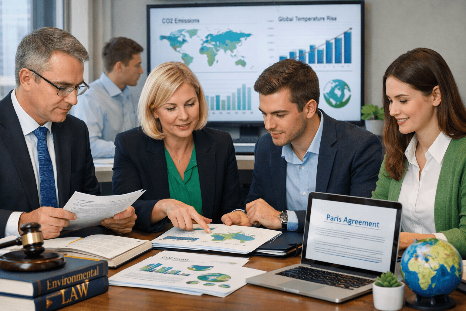 Environmental law course showing legal professionals analysing climate and environmental regulations