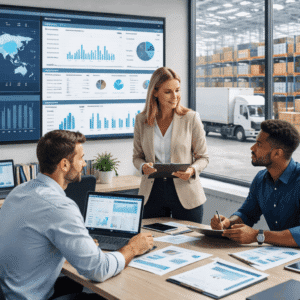 Modern logistics operations showing transport, warehousing, and supply chain planning for Logistics Level 3 professional training.