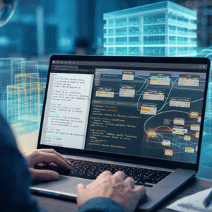 A BIM designer using dynamo python scripting to generate and modify 3D building geometry inside a digital modelling workspace.