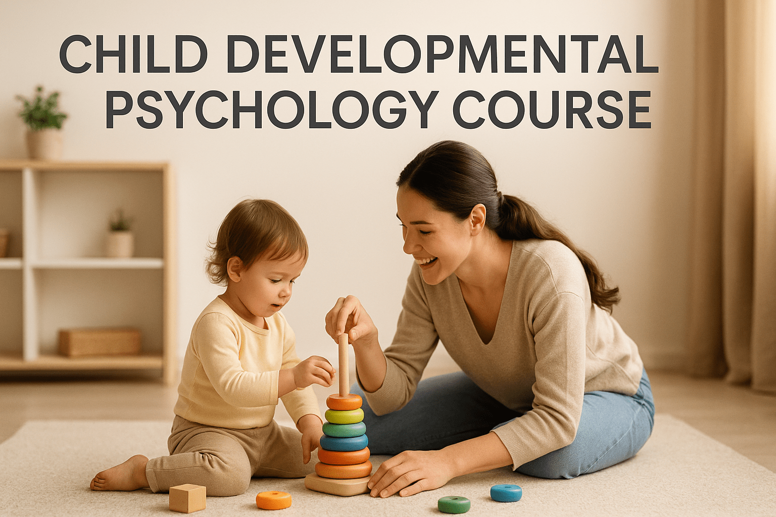 Child developmental psychology course cover showing a parent and child in a warm learning setting.