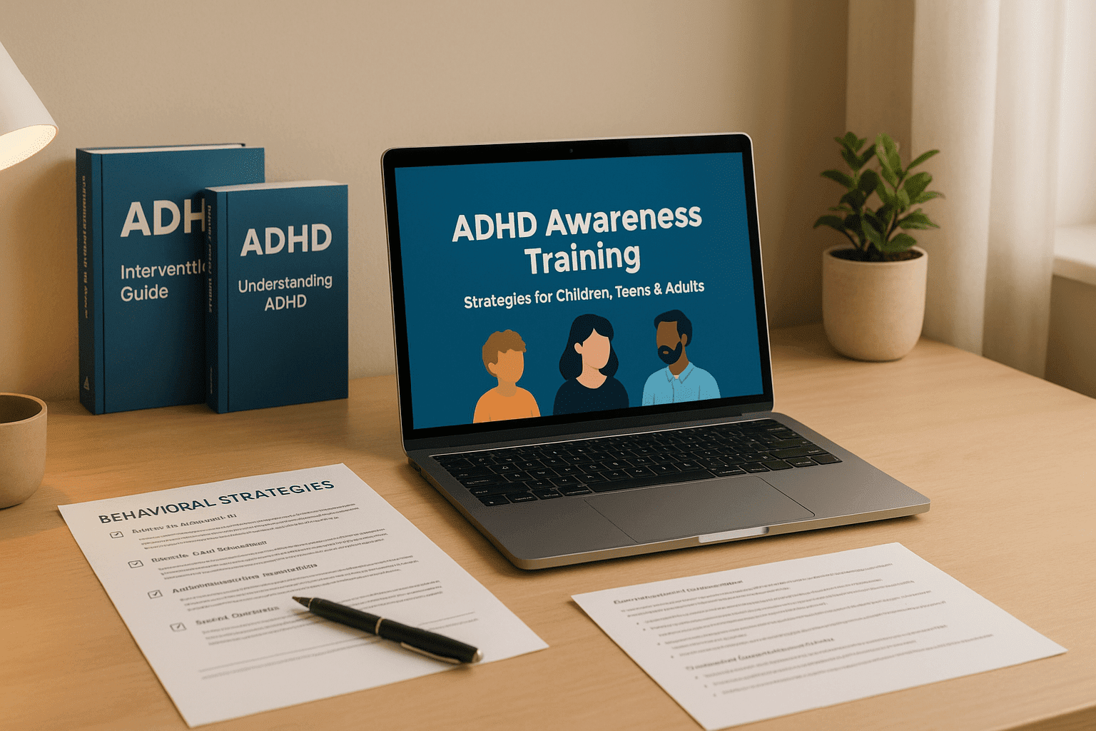 A UK learner studying ADHD resources, intervention guides and behavioural strategies during the ADHD Awareness Training course.
