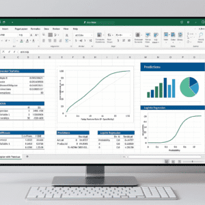 Excel dashboards showing regression analysis, charts, formulas, and machine learning models for Excel data science